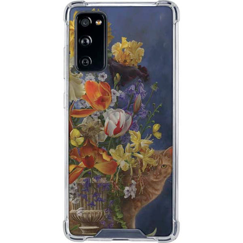 Tabby Cat with Flowers by Nene Thomas Galaxy S20 FE Clear Case